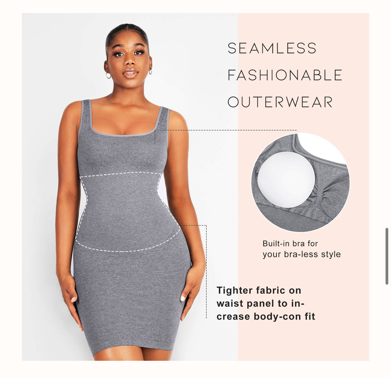 Eco Friendly 🌿Square Neck Shaper Snatched seamless dress